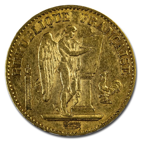 1876-A France Gold 20 Francs Angel BU 1876-A France Gold 20 Francs Angel BU